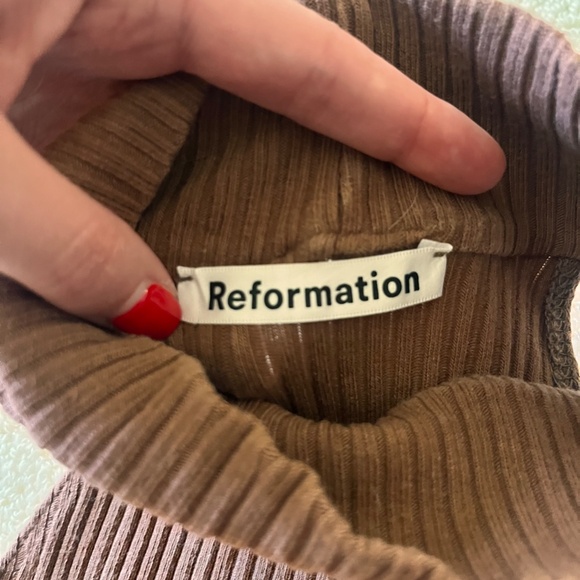 Reformation Knit Sleeveless Turtleneck Dress, Size S, Taupe/Brown - Picture 3 of 5